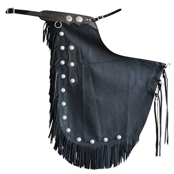 Hilason Western Adult Pro Rodeo Bronc Bull-Riding Genuine Leather Chinks Chaps